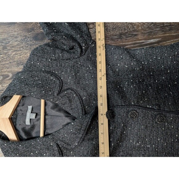 Ann Taylor Blazer Womens 4 Black Tweed Boucle Beaded Button Peter Pan Collar Mb - Picture 7 of 8